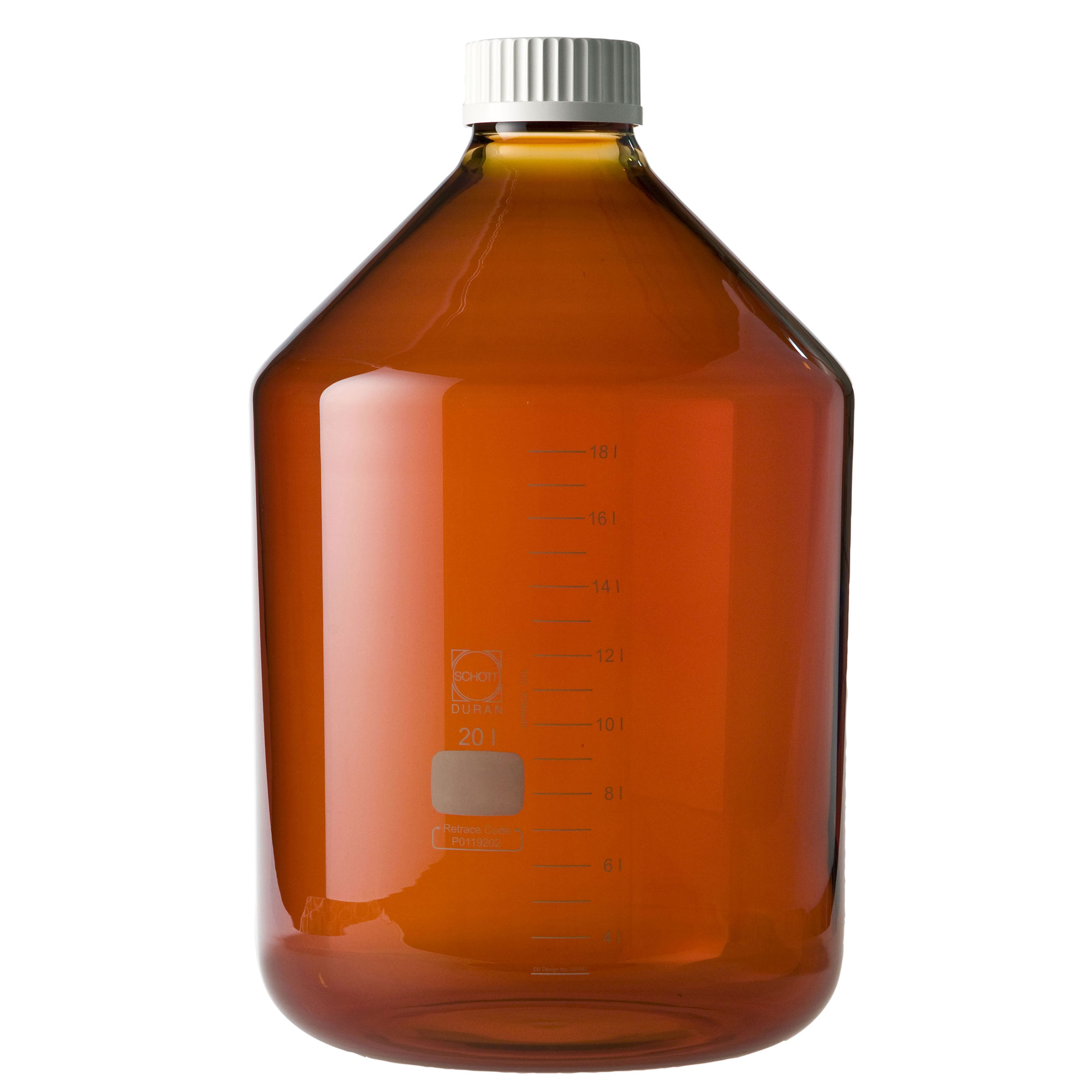 柴田科学螺纹口瓶广口茶褐色白帽付20L