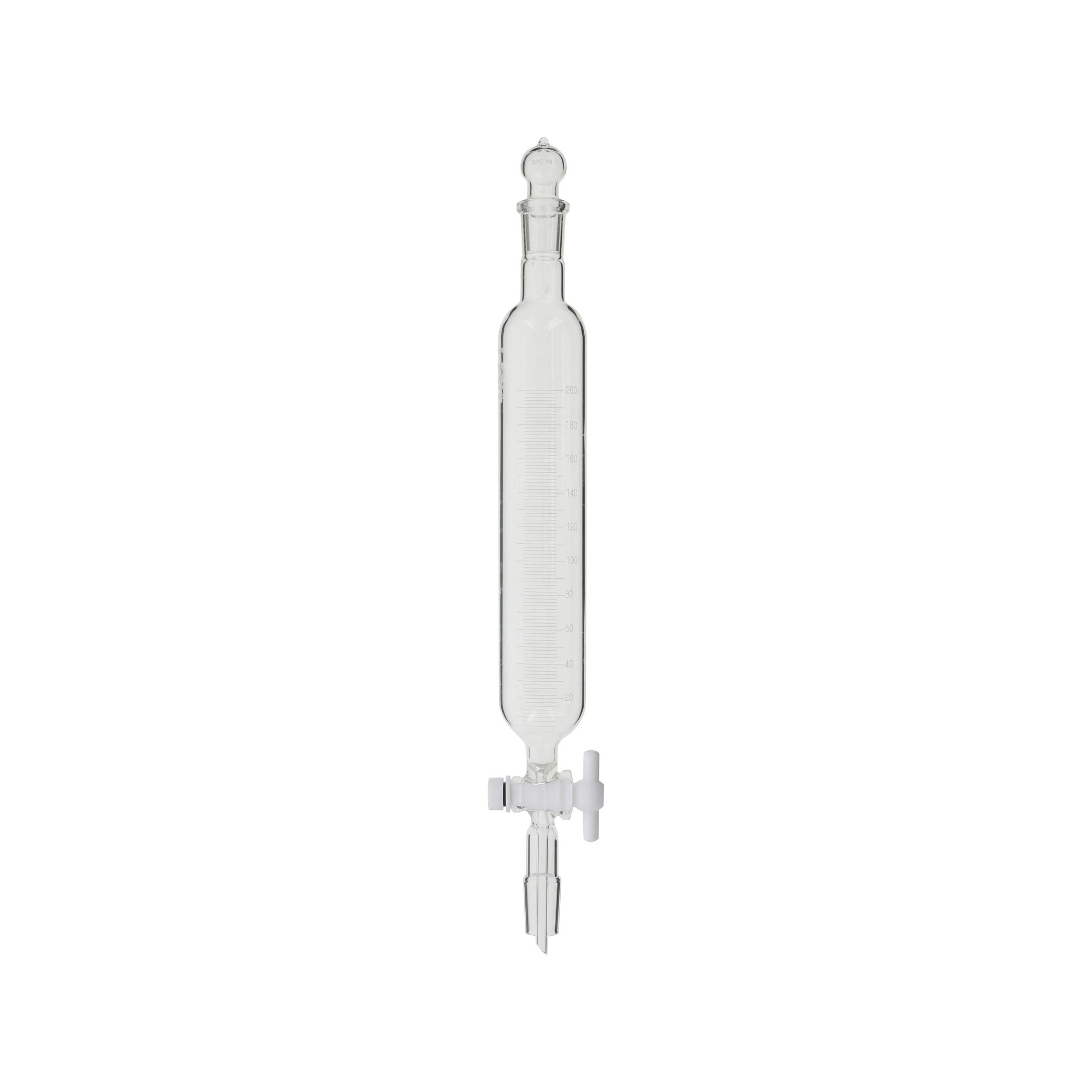 柴田科学SPC分液漏斗圆筒形PTFE带旋塞刻度200mL