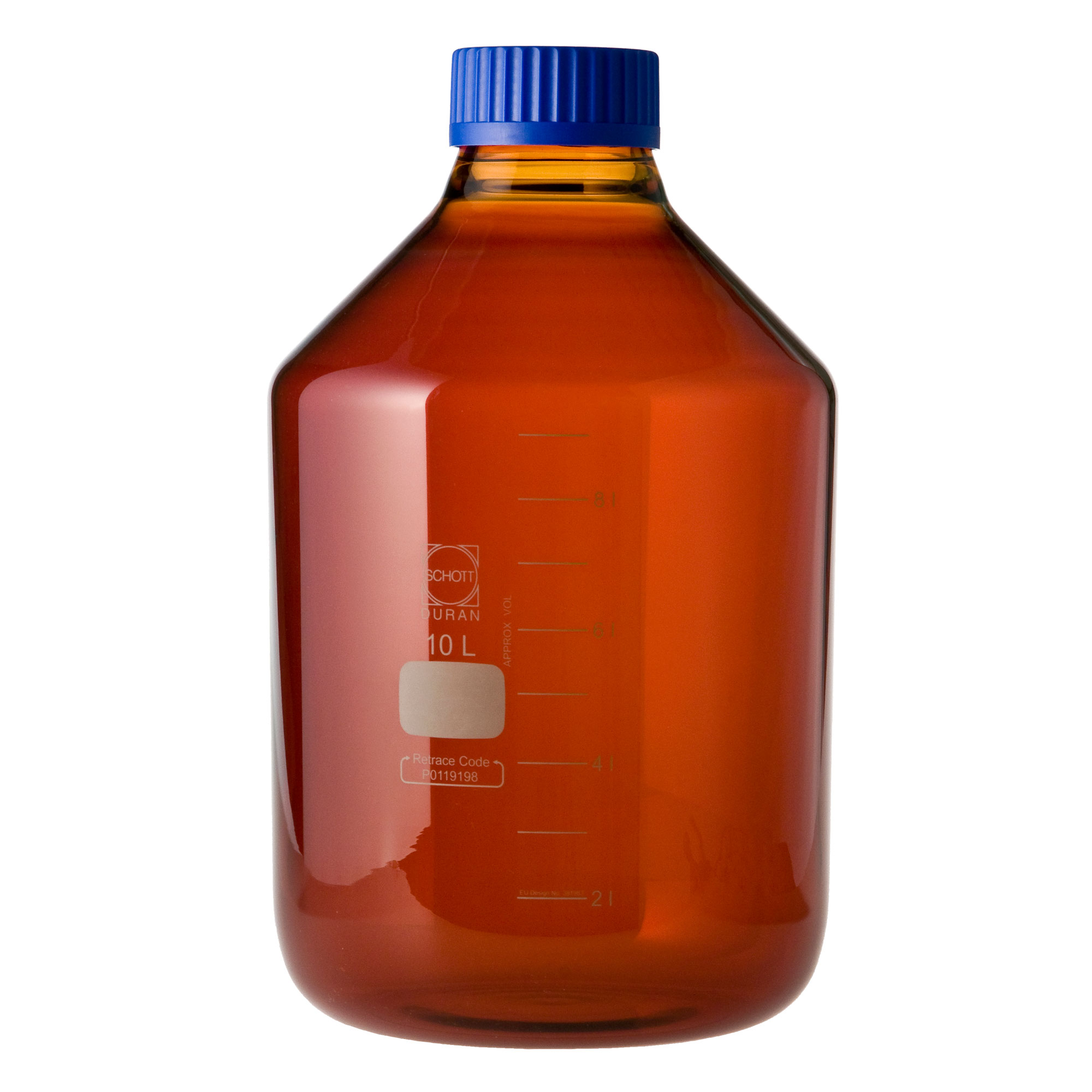 柴田科学螺纹口瓶广口茶褐色带蓝帽10L