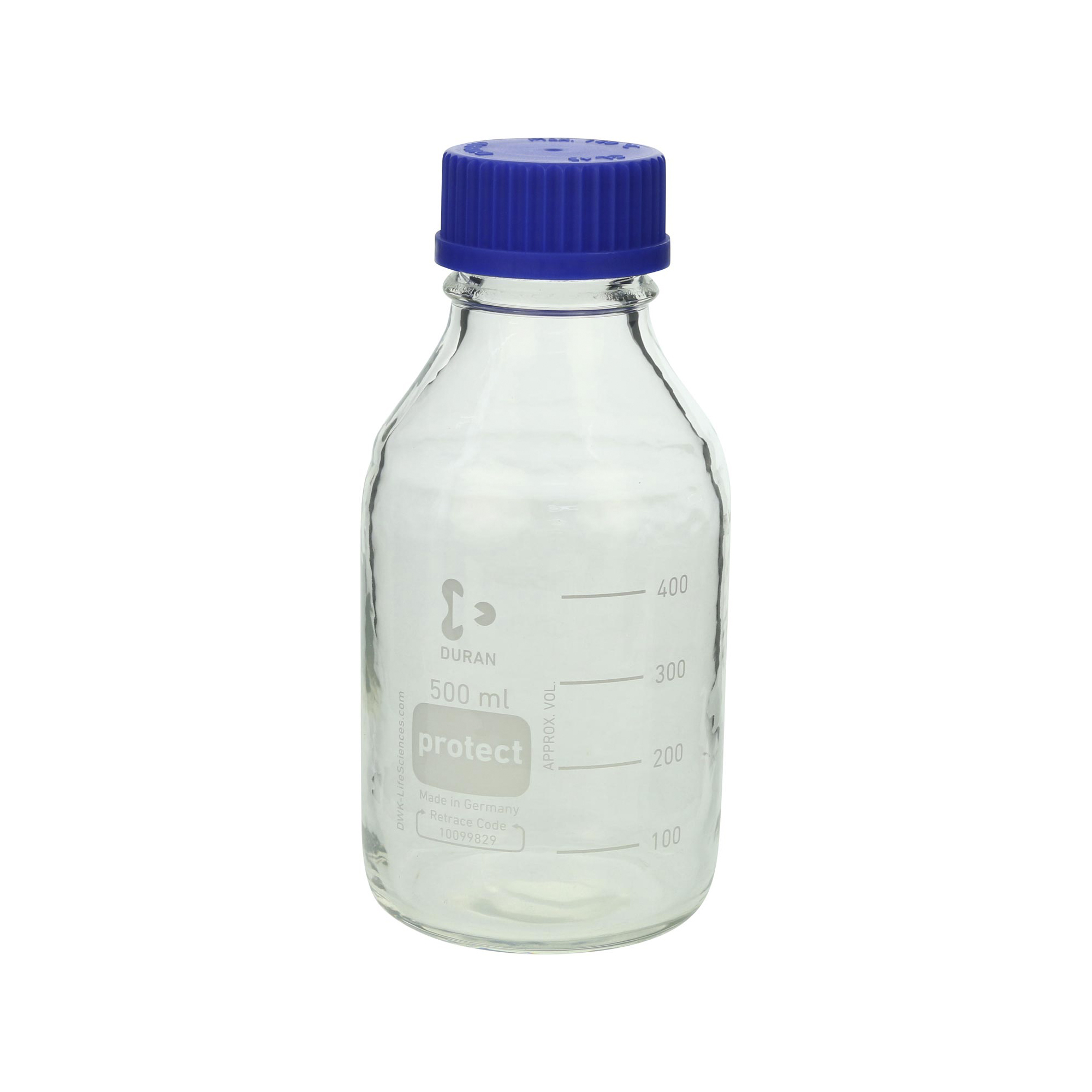 柴田科学螺纹口瓶安全涂层带蓝帽500mL
