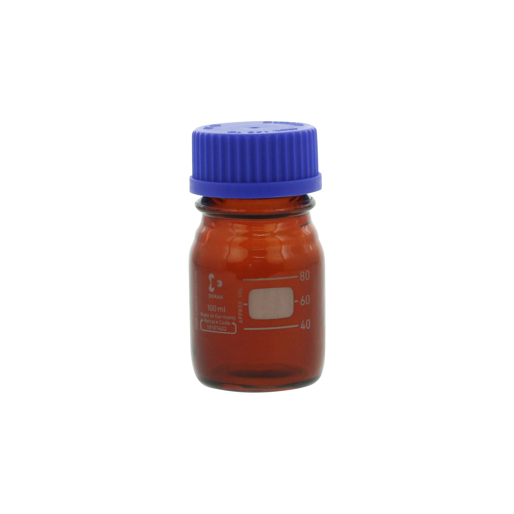 柴田科学螺纹口瓶安全外套茶褐色带蓝帽100mL