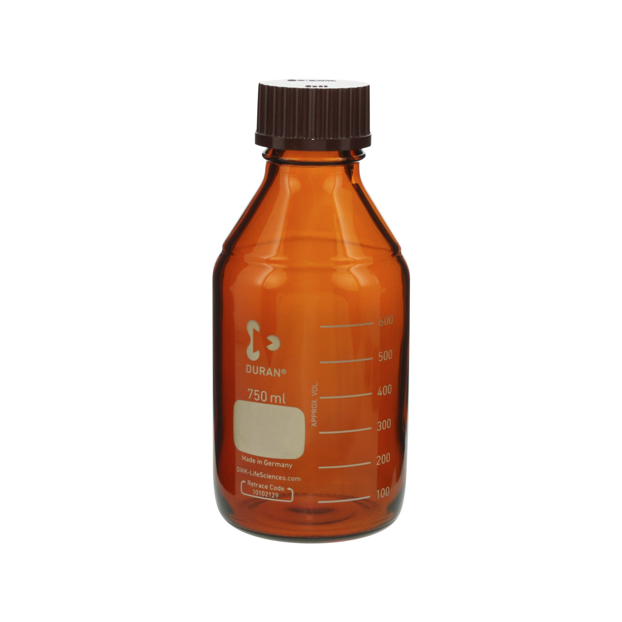 柴田科学螺纹口瓶茶褐色带红帽750mL