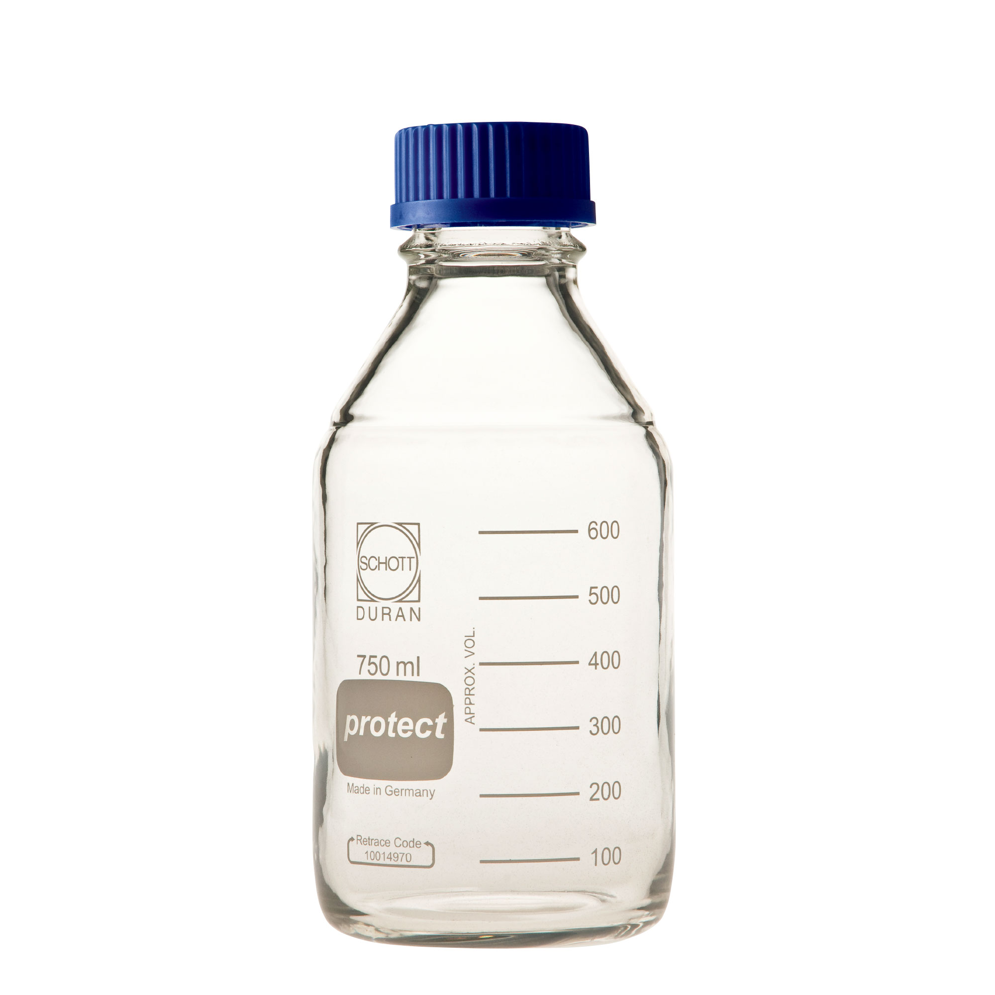 柴田科学螺纹口瓶安全涂层带蓝帽750mL