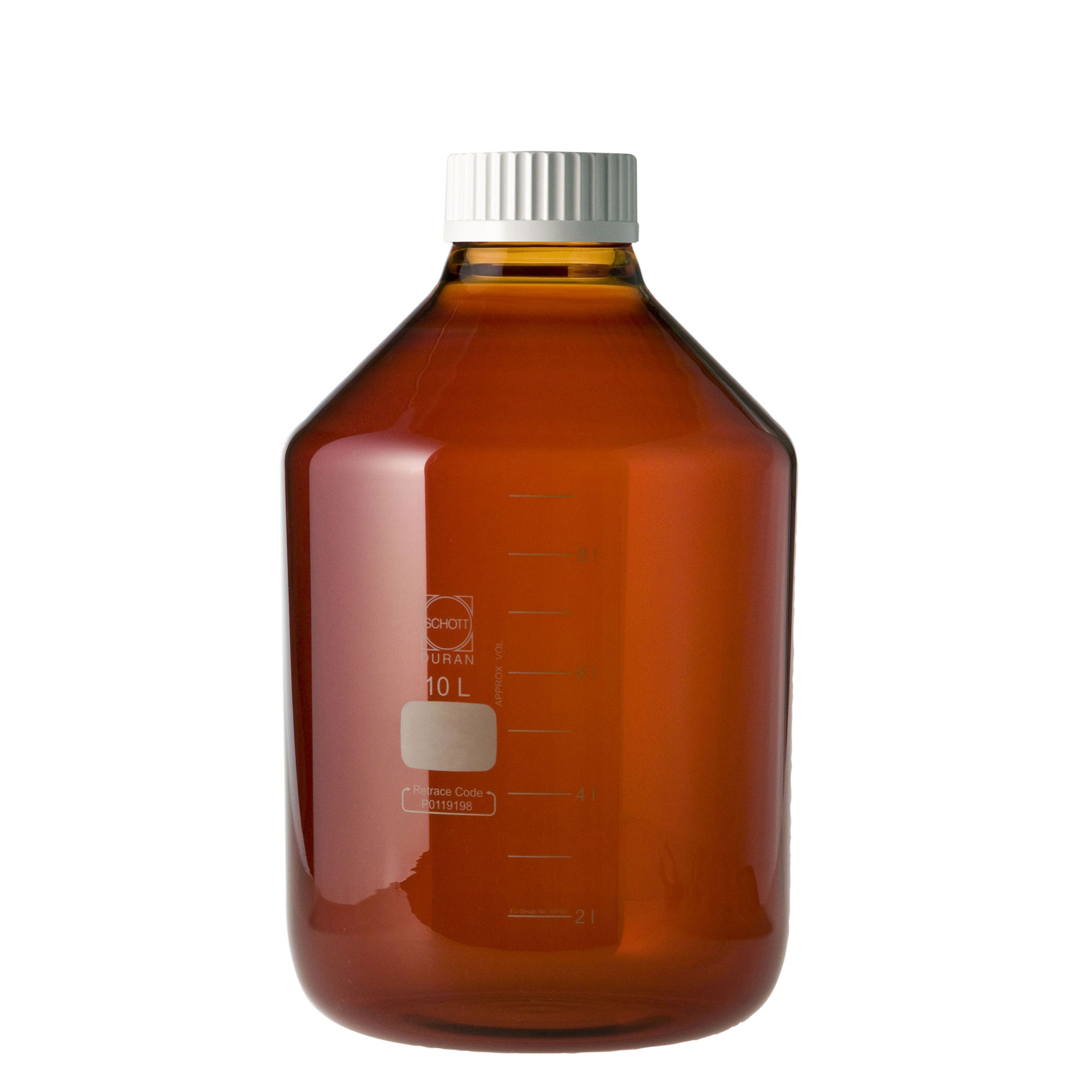 柴田科学螺纹口瓶广口茶褐色带白帽10L