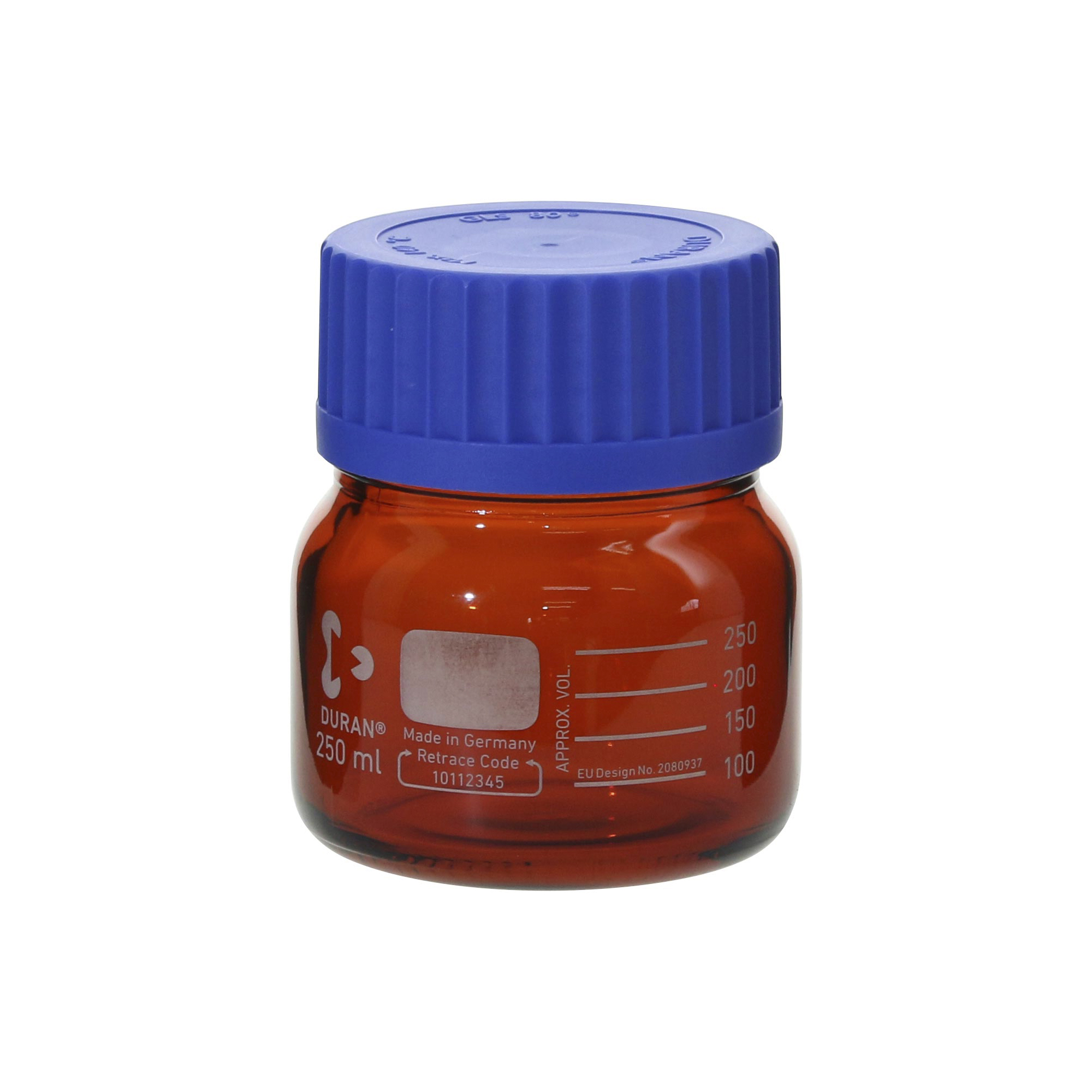 柴田科学螺纹口瓶广口茶褐色蓝帽250mL