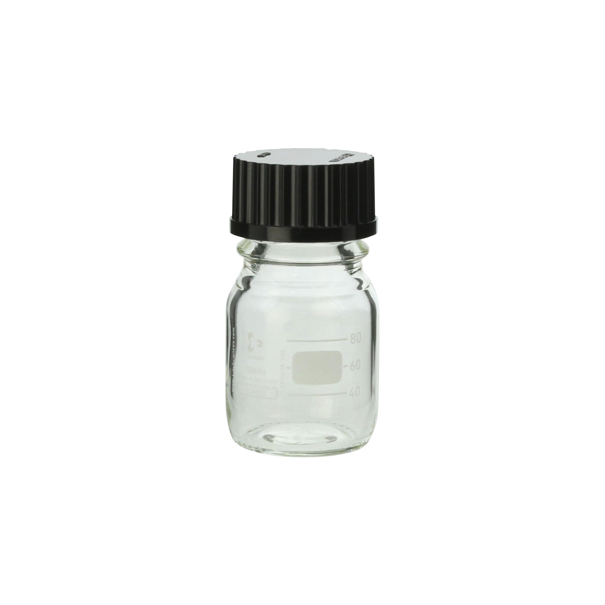 柴田科学螺纹口瓶（量瓶）带黑帽100mL