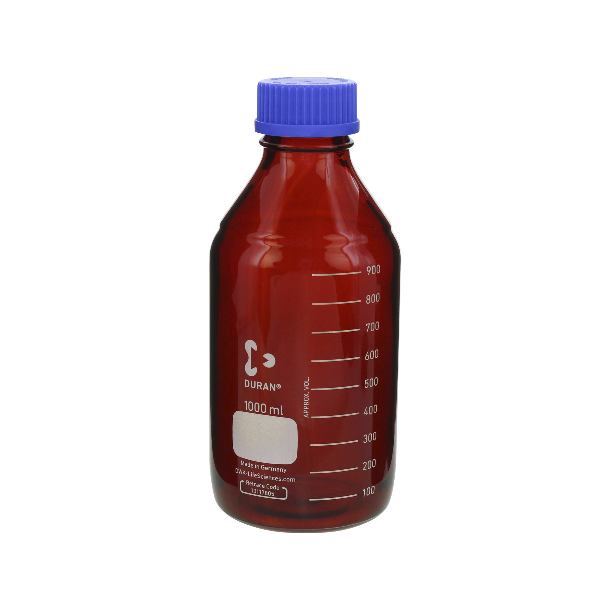 柴田科学螺纹口瓶茶褐色蓝色瓶盖1L