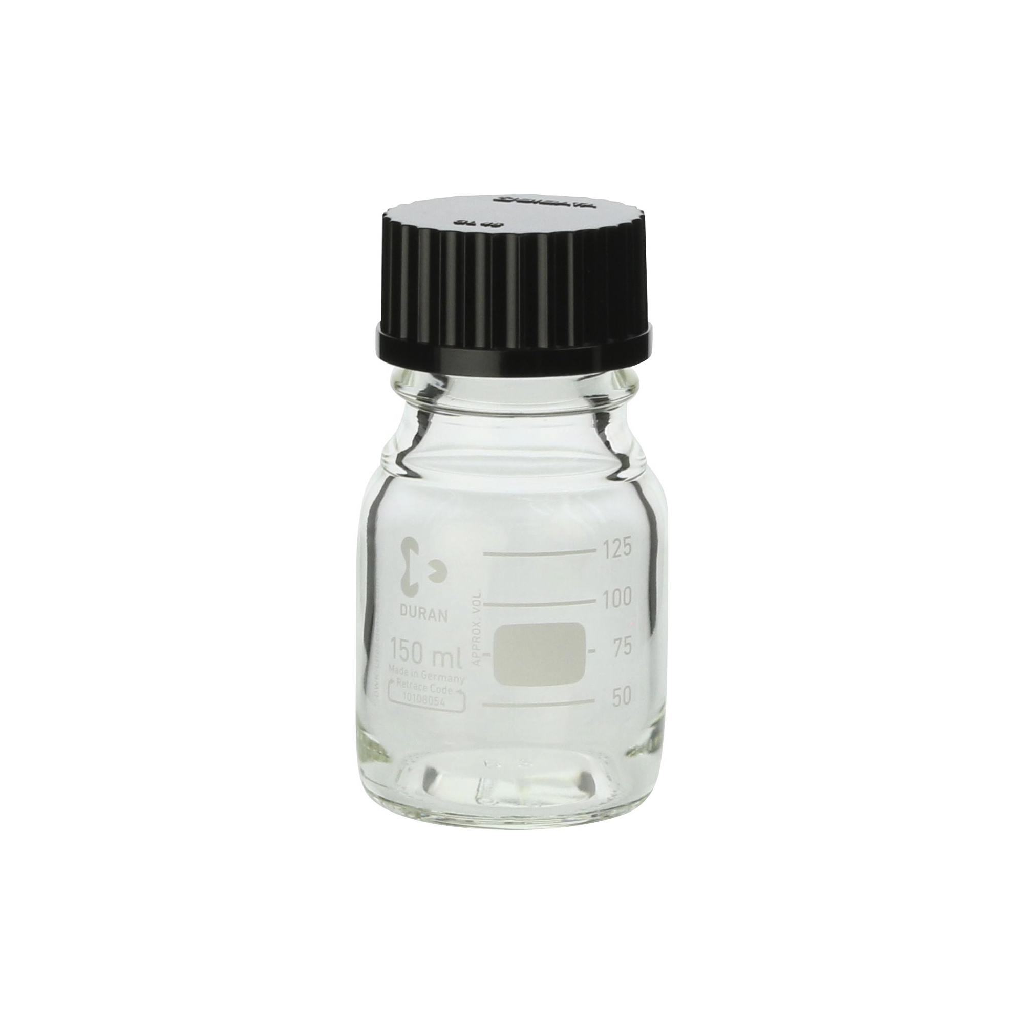 柴田科学螺纹口瓶（量瓶）带黑帽150mL