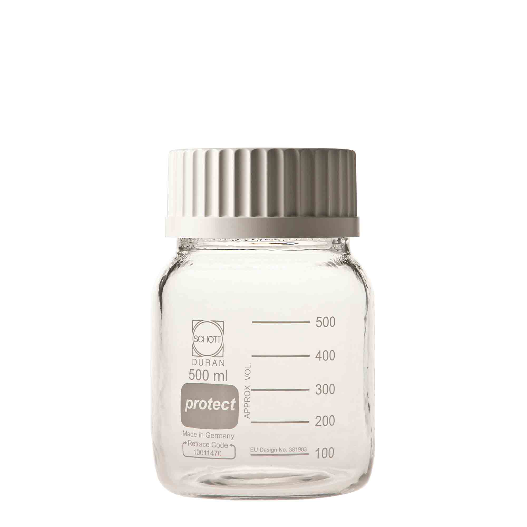 柴田科学螺纹口瓶广口安全涂层带白帽500mL