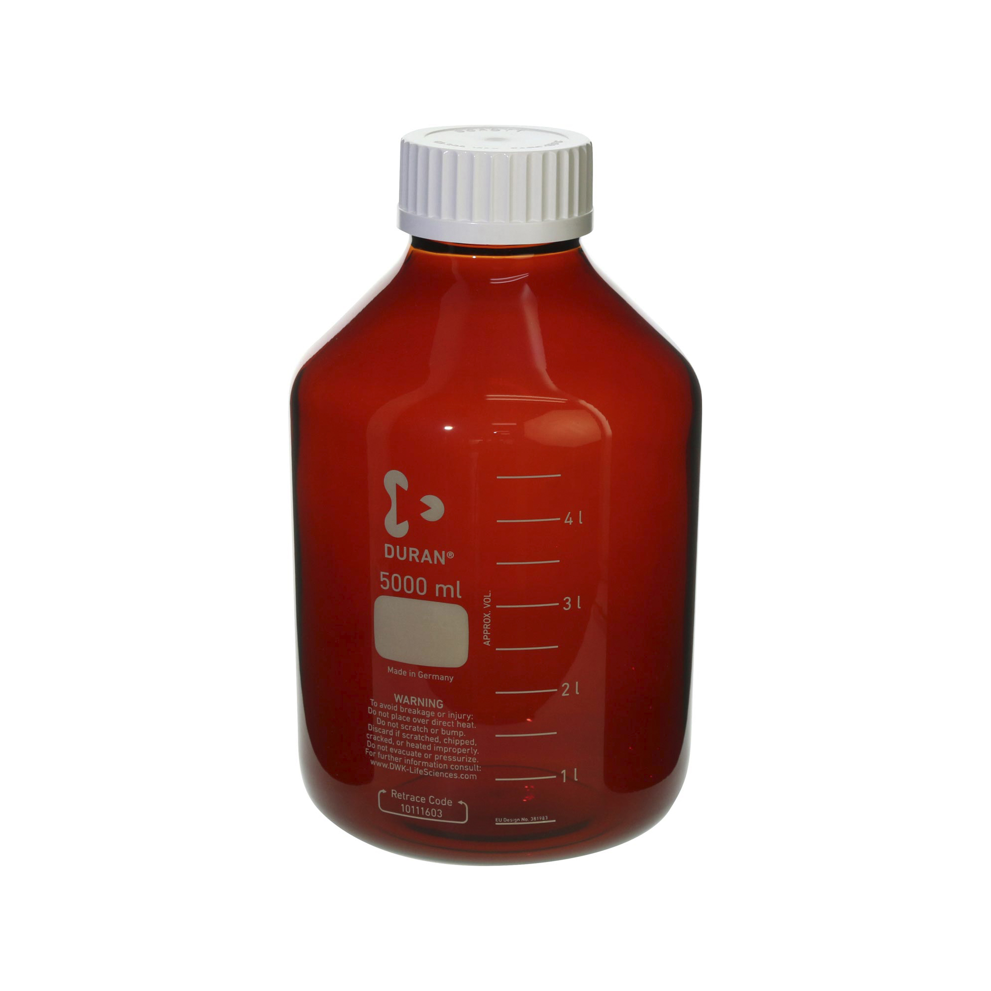 柴田科学螺纹口瓶广口茶褐色带白帽5L