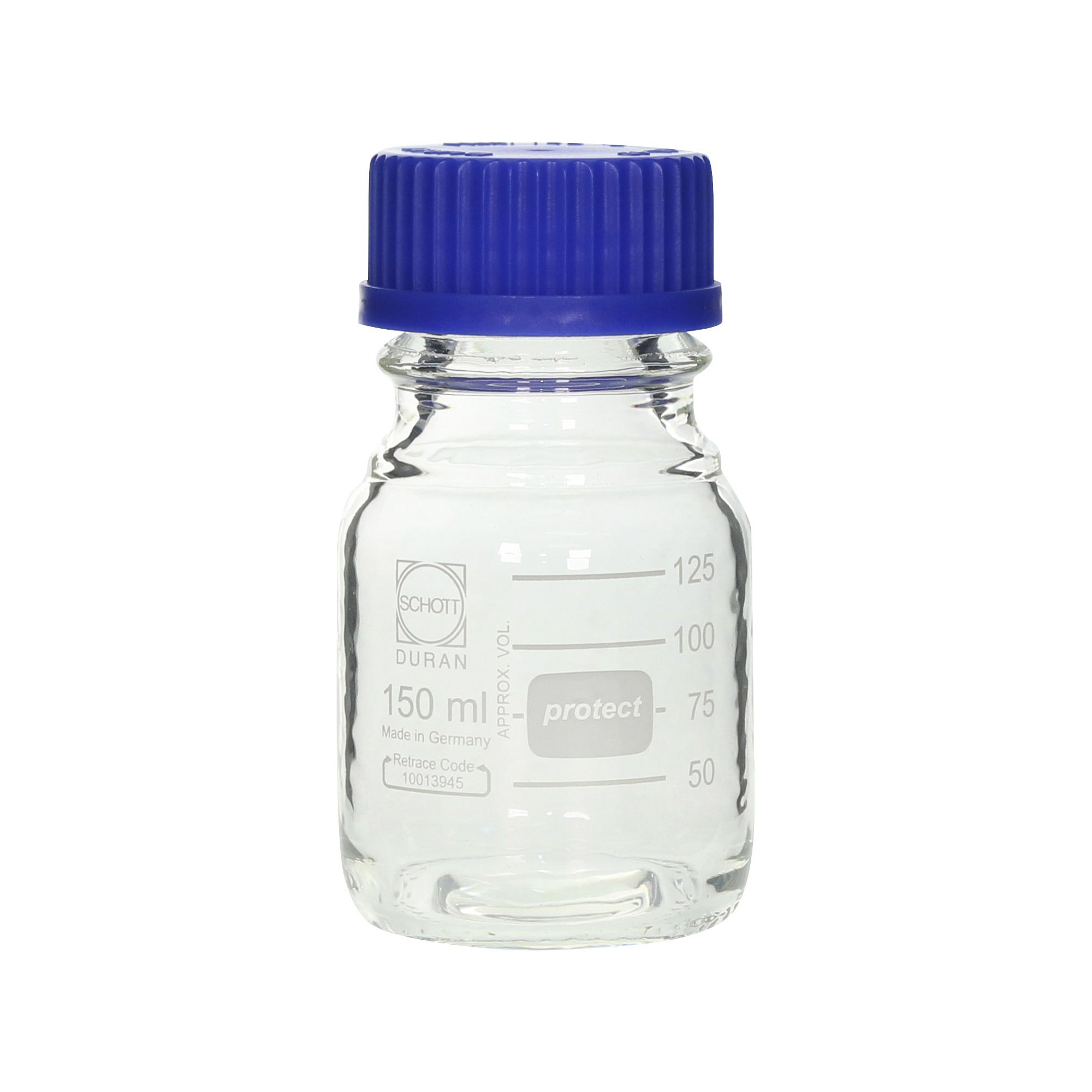 柴田科学螺纹口瓶安全涂层带蓝帽150mL