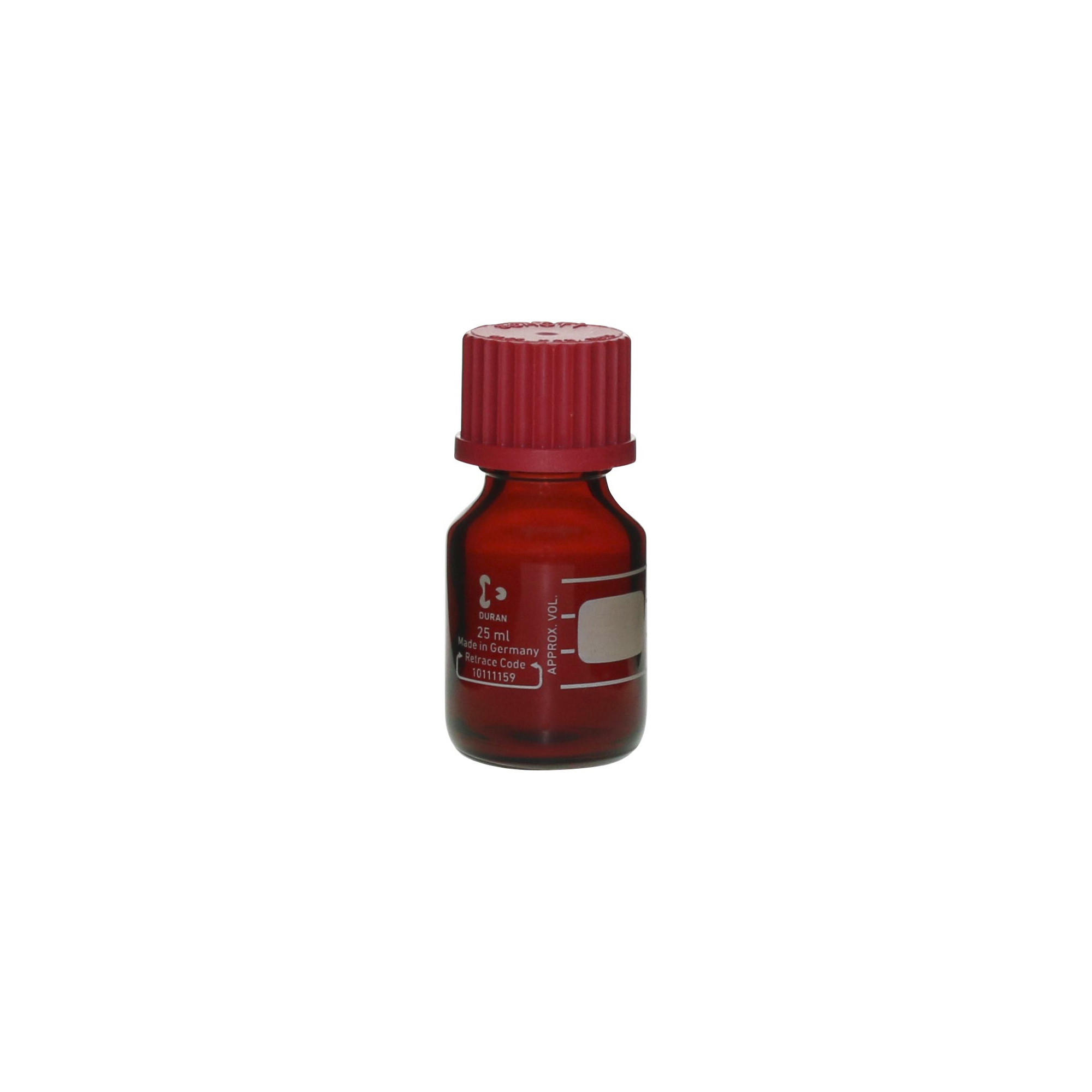 柴田科学螺纹口瓶（中瓶）茶褐色带红帽25mL