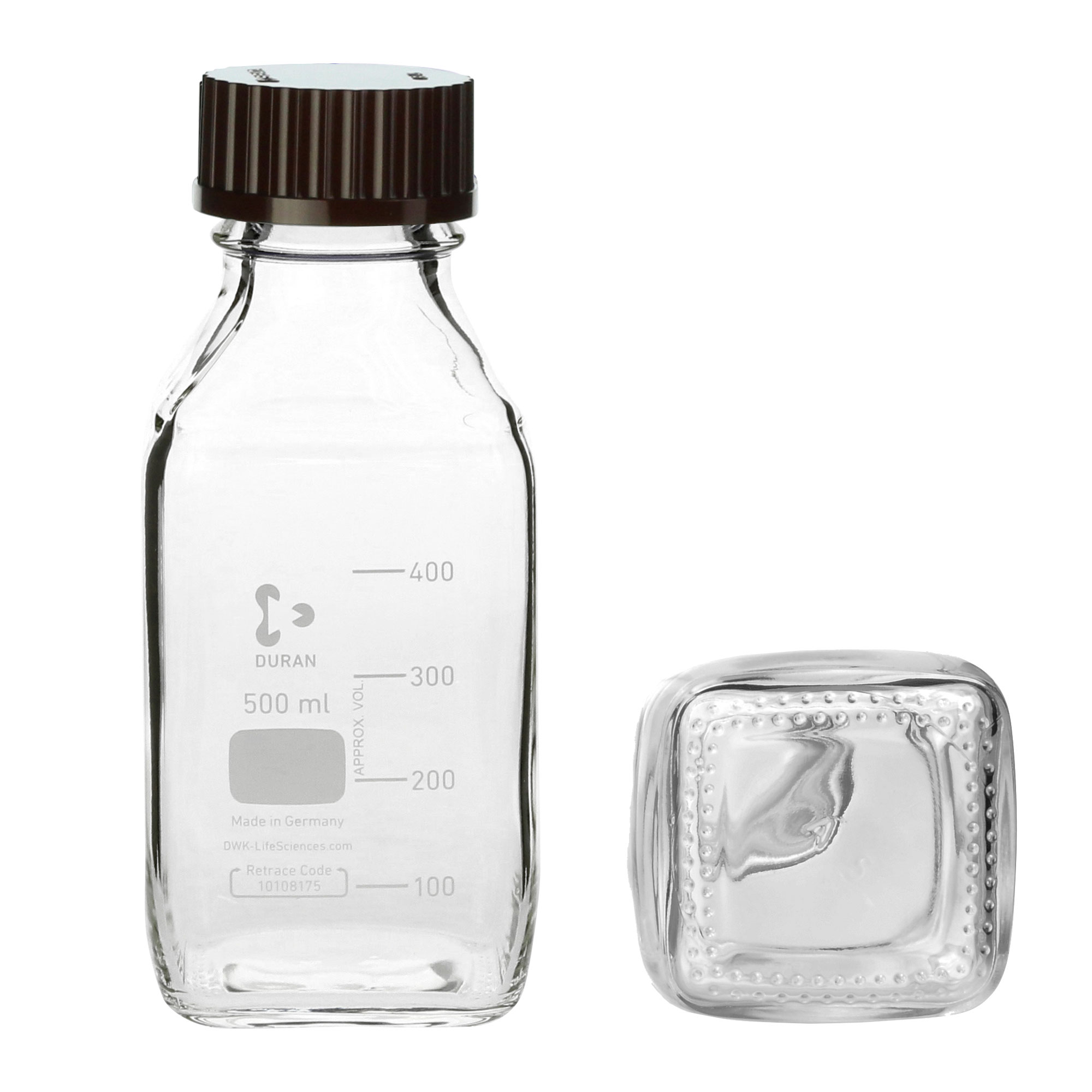 柴田科学螺纹口角瓶带红帽500mL