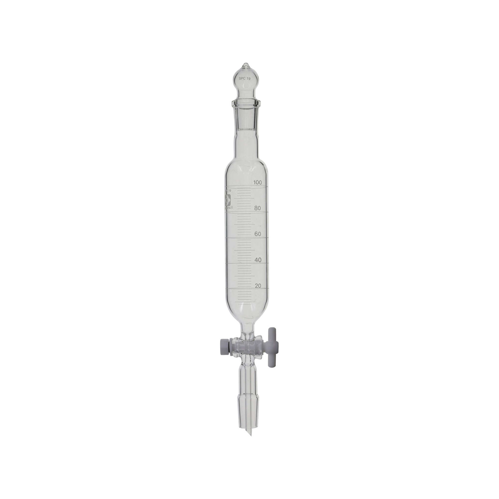 柴田科学SPC分液漏斗圆筒形PTFE带旋塞刻度100mL