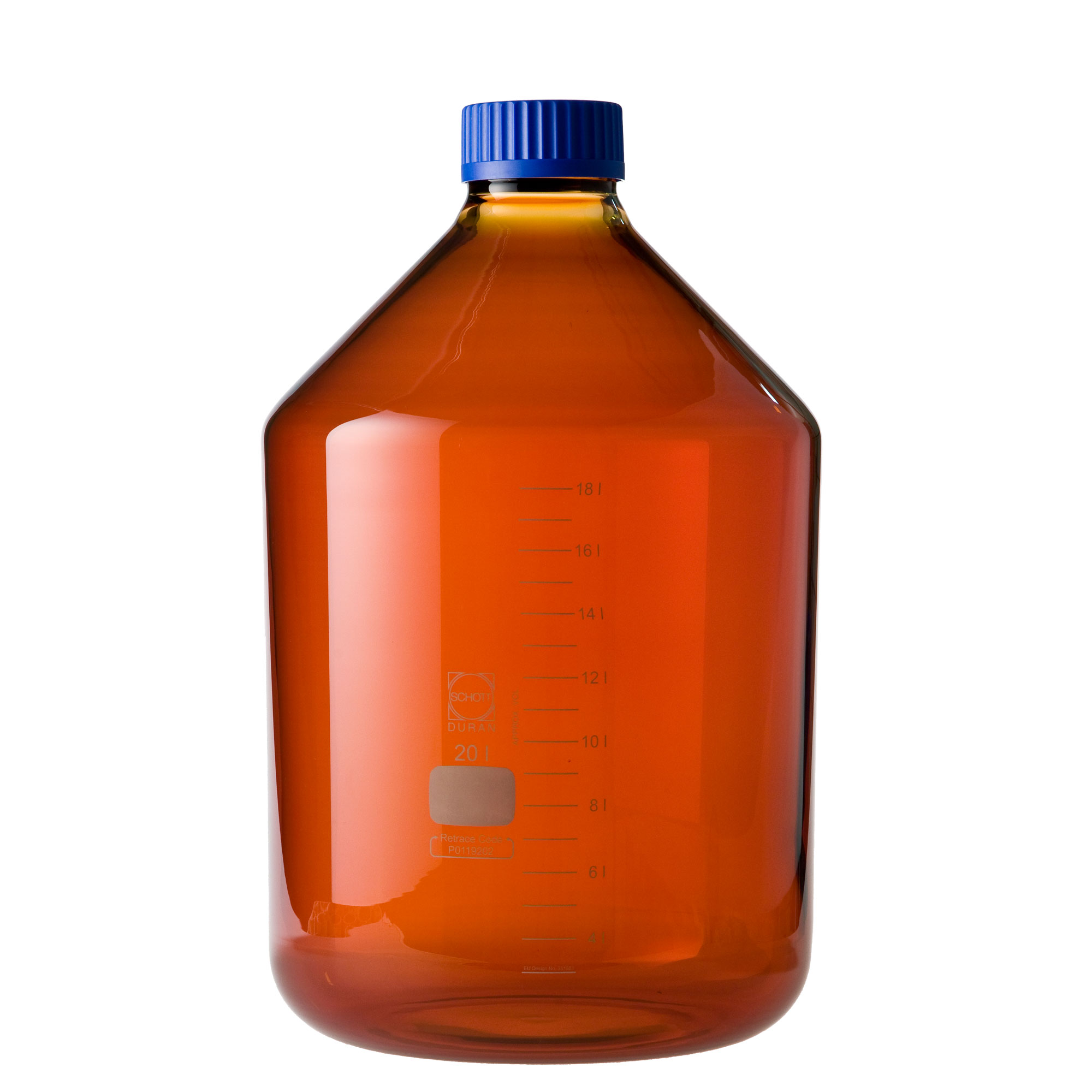 柴田科学螺纹口瓶广口茶褐色带蓝帽20L