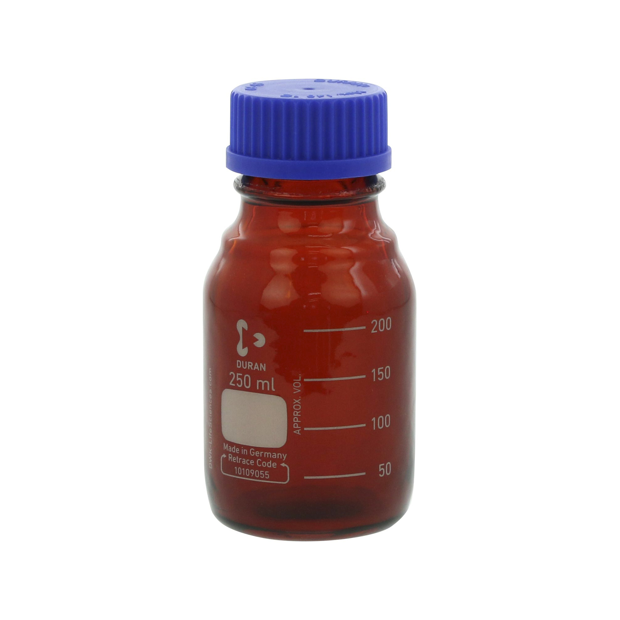柴田科学螺纹口瓶安全大衣茶褐色蓝帽付250mL