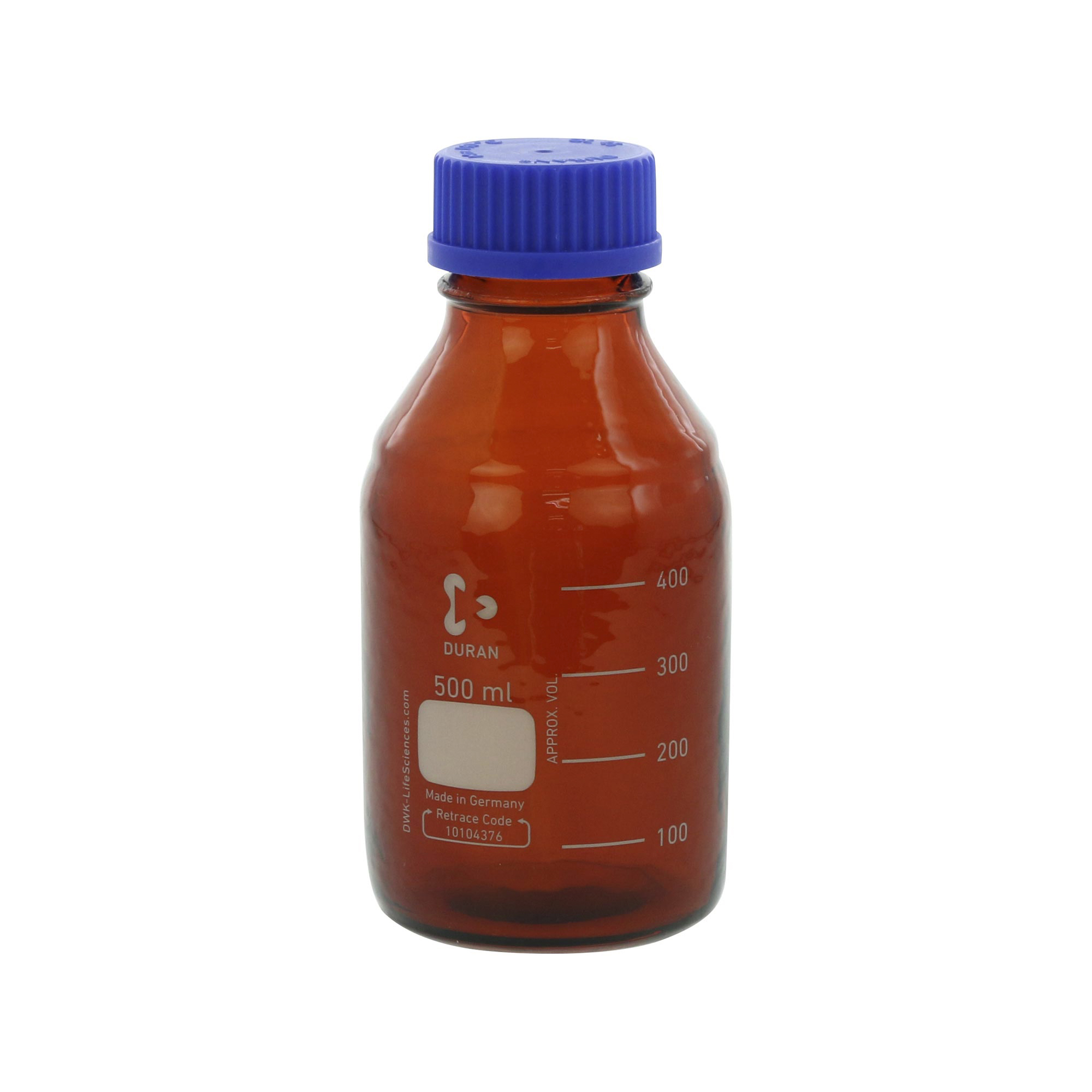 柴田科学螺纹口瓶安全涂层茶褐色带蓝帽500mL
