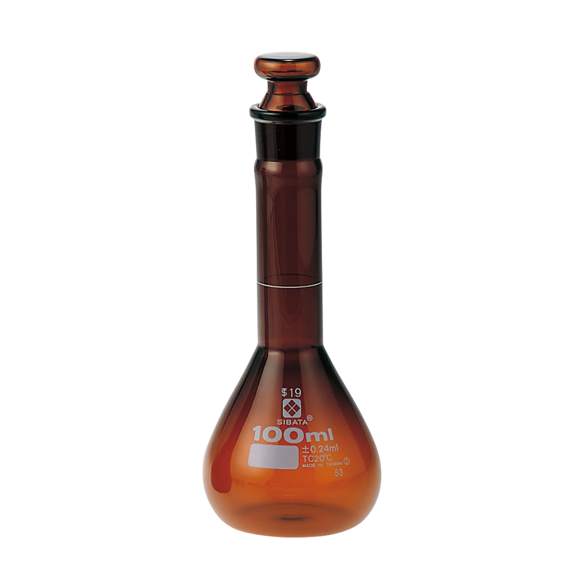 柴田科学雌烧瓶茶褐色短形100mL