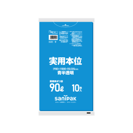 实用本位塑料袋NJ91 90L蓝色半透明10P×30册