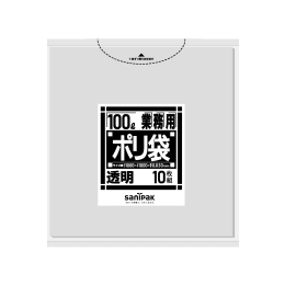 商用塑料袋L87薄口100L透明10P×20册