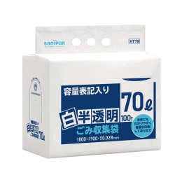 带有容量标记的白色半透明垃圾袋HT7970L100P×4册